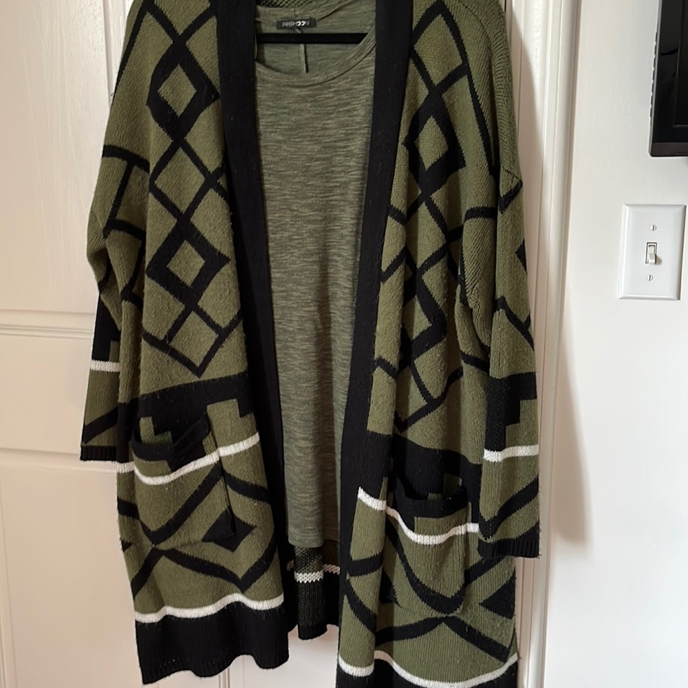 Madison Lilly cardigan with paper noon sleeveless top